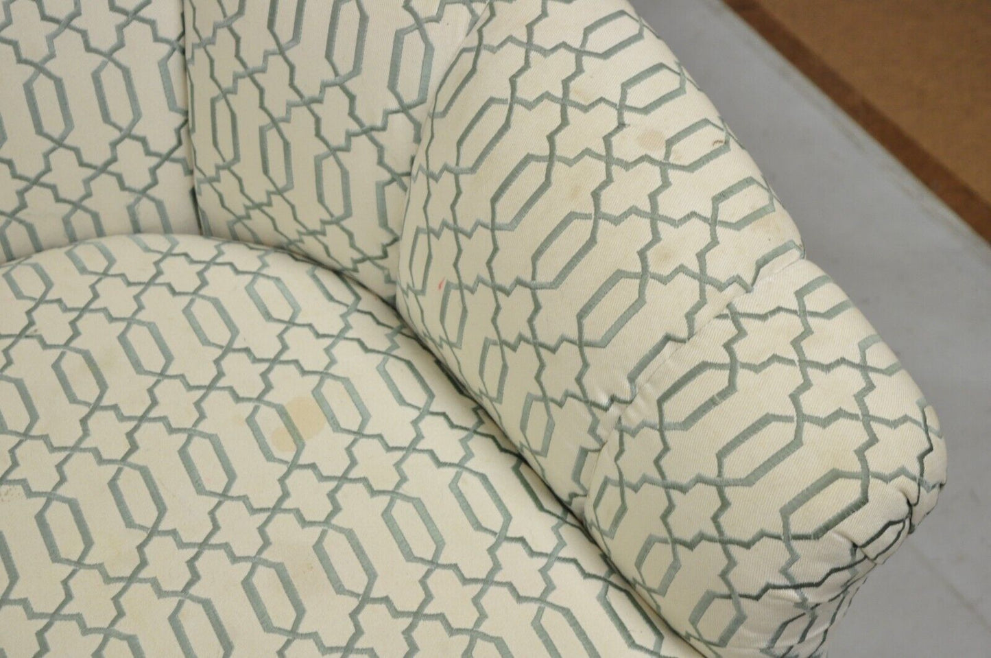 Sherrill Seafoam Green & Off White Swivel Rocker Barrel Back Club Chairs - Pair