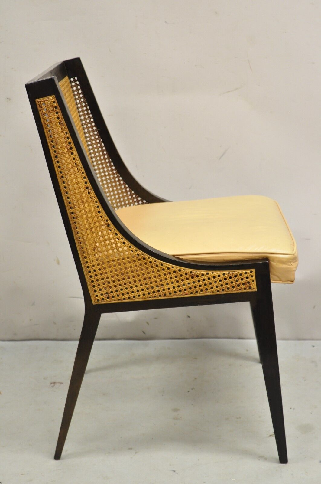 Vintage Harvey Probber Mid Century Modern Ebonized Cane Hiprest Side Chair