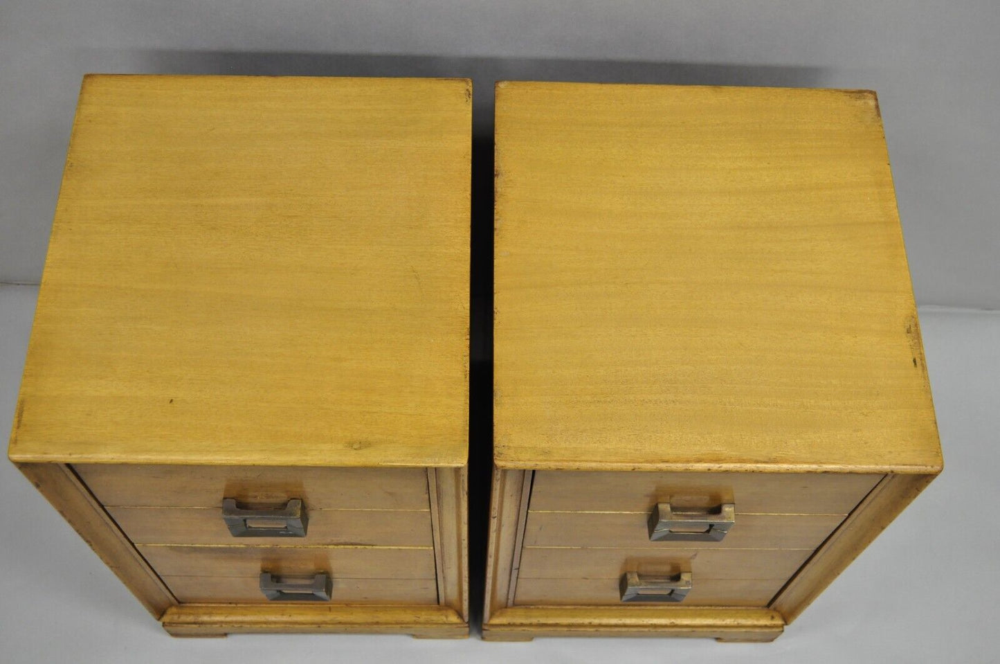 Mid Century Modern Mahogany James Mont Style Nightstands by Red Lion - a Pair