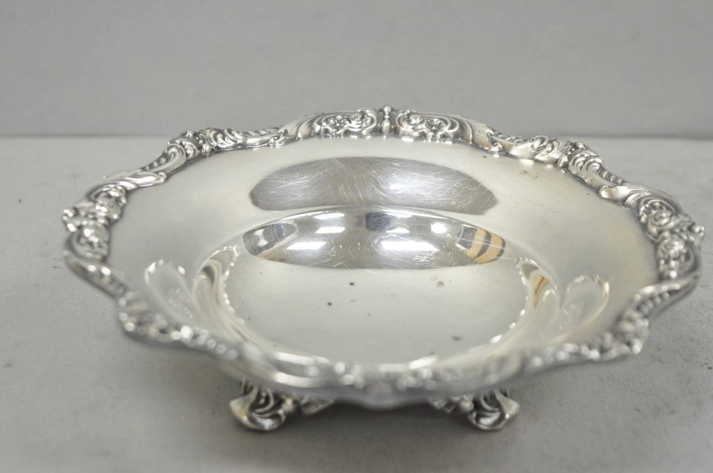 Vintage Poole "Old English" 5005 Silver Plated Small Footed Nut Dish Bowl