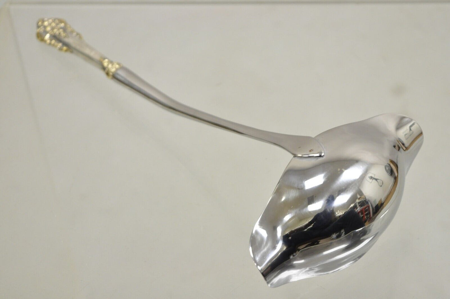 Antique Victorian Style Silver Plated Gold Repousse Ladle Serving Spoon