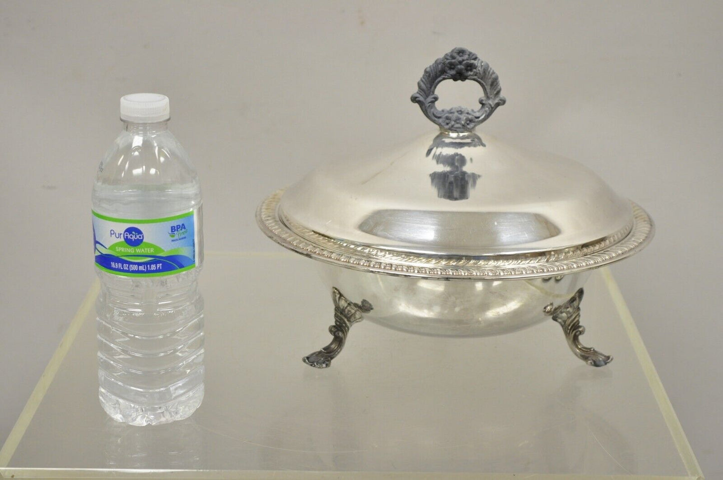 FB Rogers Silver Co 1158 Silver Plated Footed Covered Dish Serving Bowl - a Pair