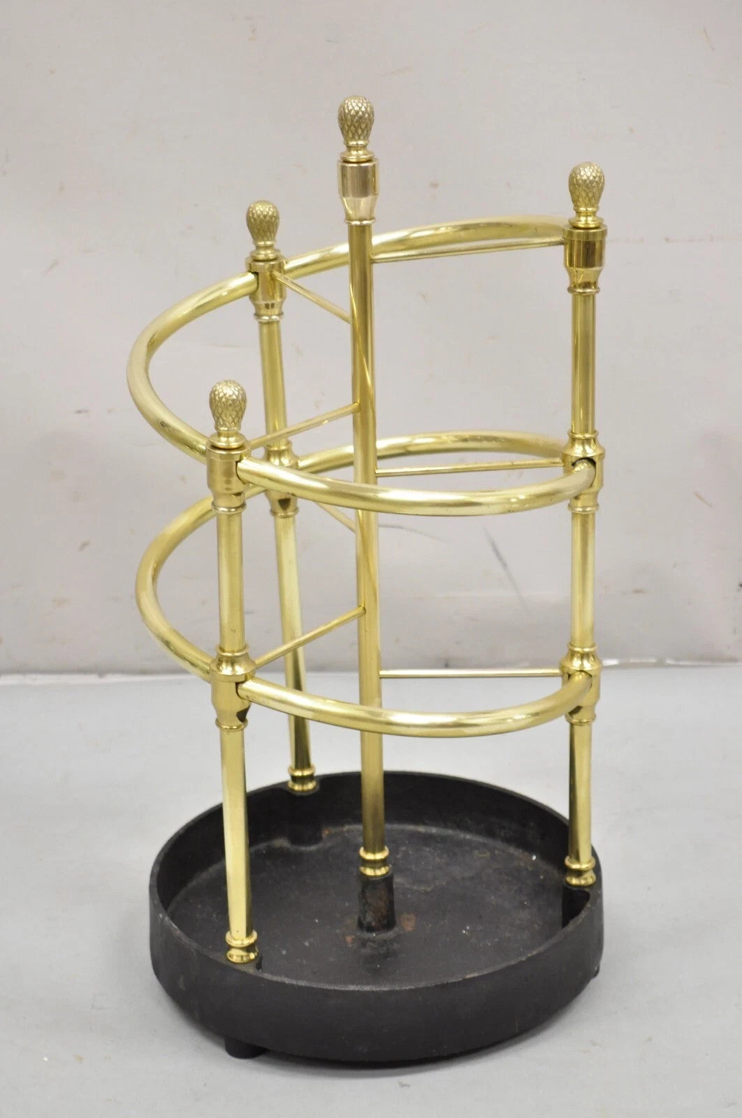 Sarreid LTD Victorian Style Polished Brass Cast Iron Spiral Umbrella Cane Stand