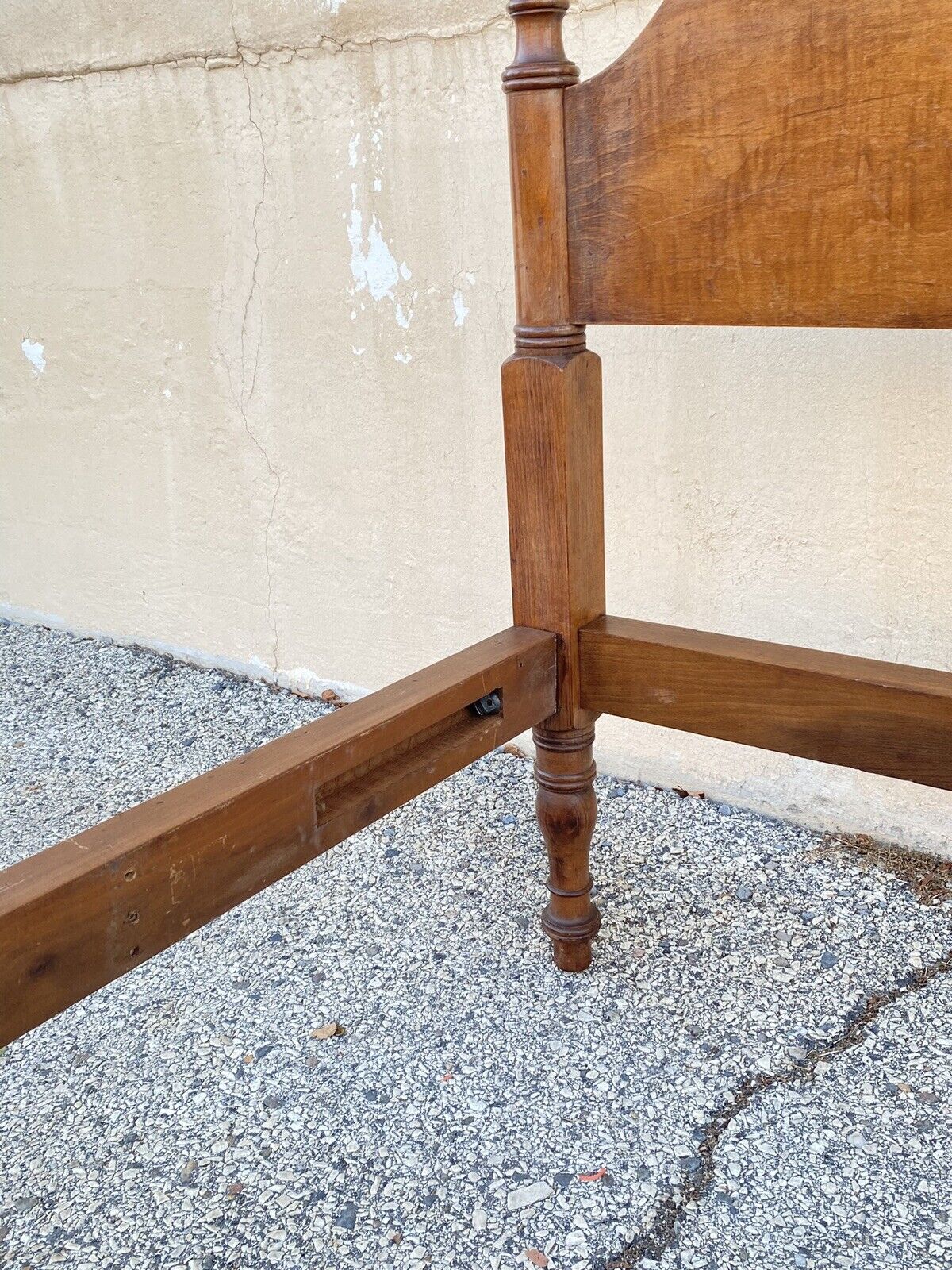 Antique American Federal Maple Wood Canopy Single Twin Poster Bed Frame