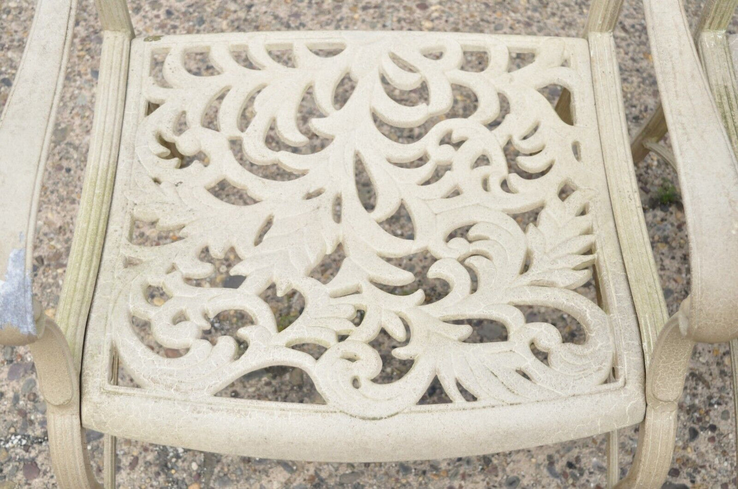 Cast Aluminum Leafy Scroll Outdoor Patio Dining Arm Chairs - Set of 4