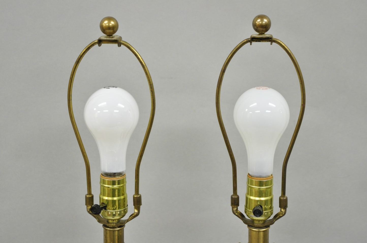 Vintage French Empire Neoclassical Brass Urn Form Table Lamps by Tyndale - Pair