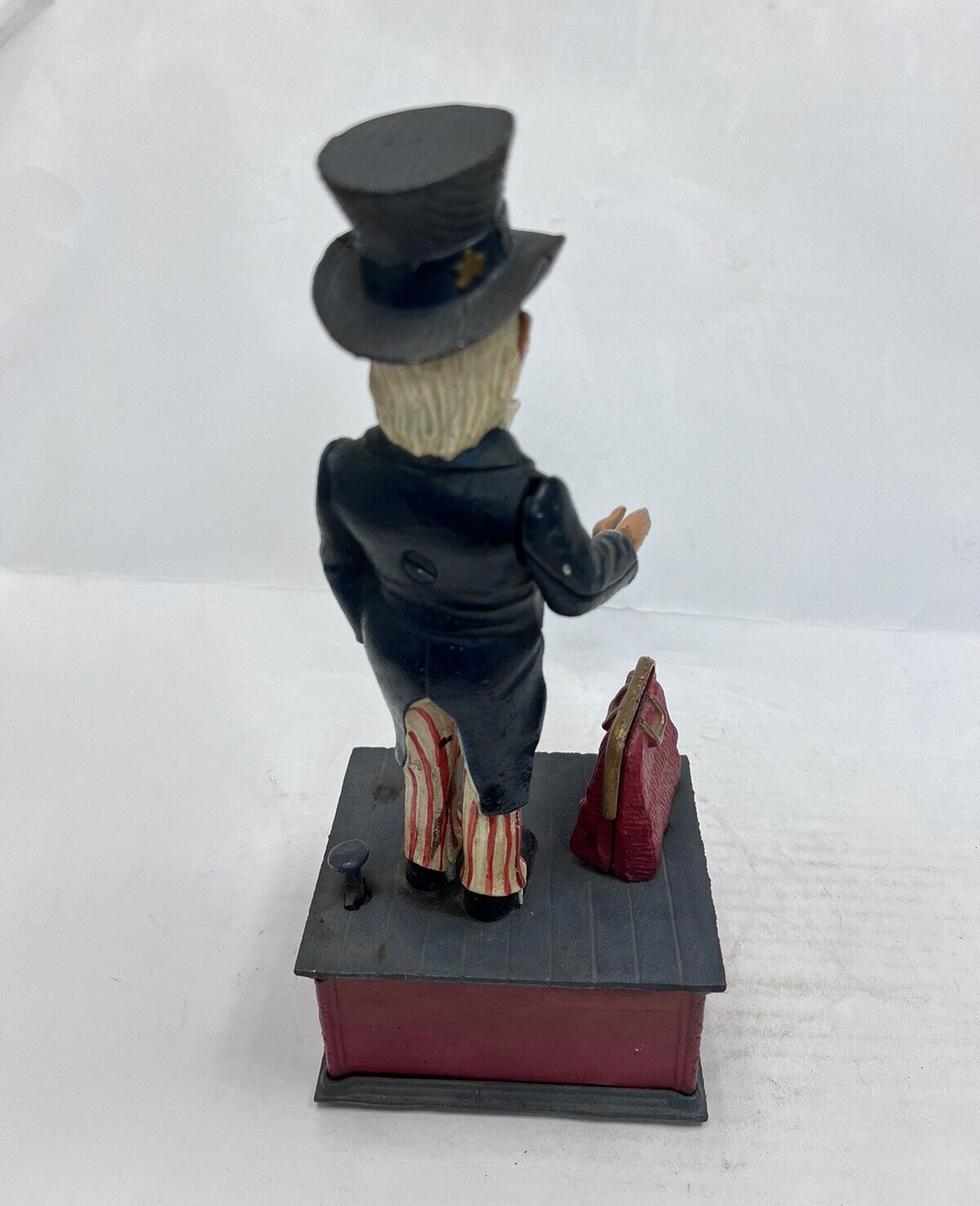 Vintage Cast Iron Still Bank Uncle Sam Novelty Bank Book of Knowledge