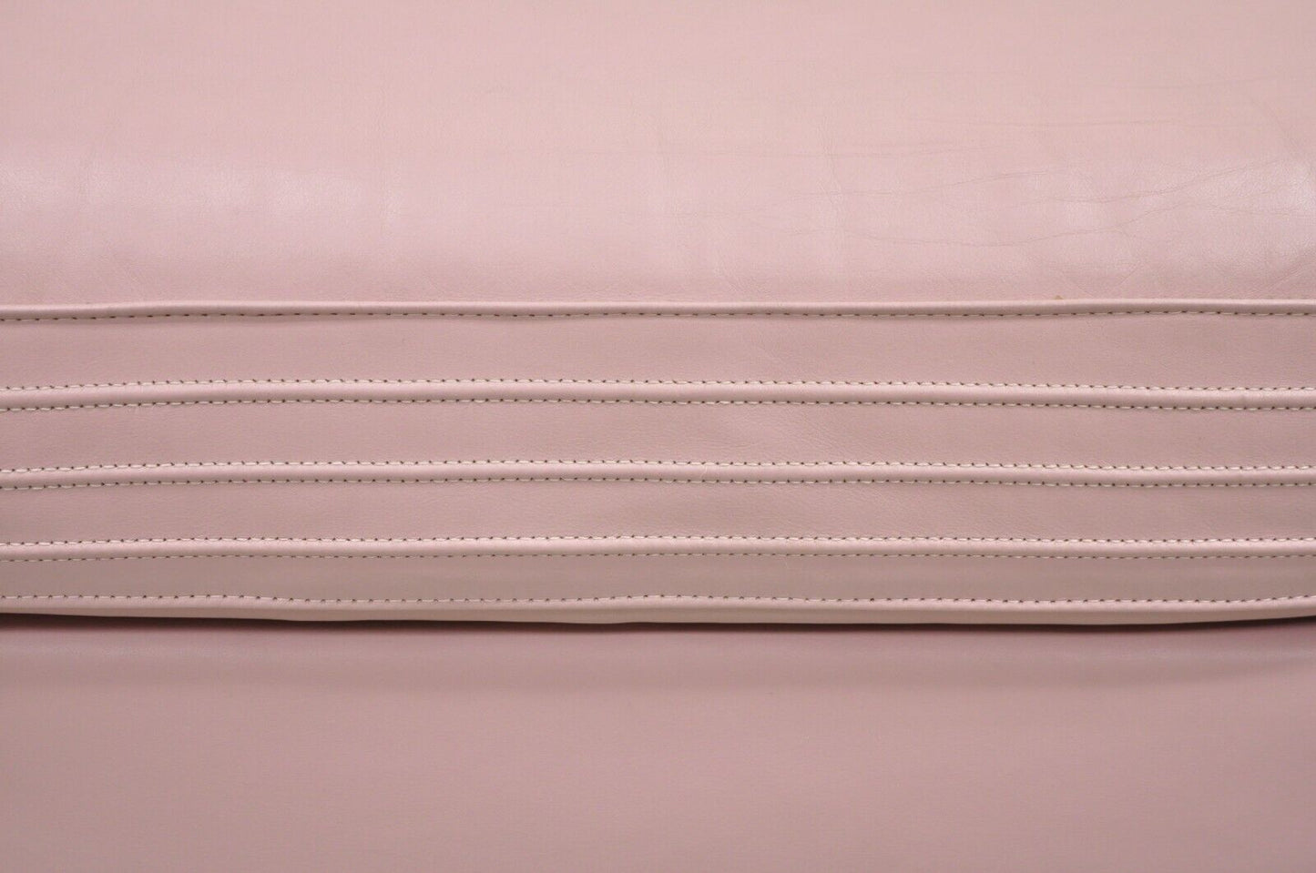 Vintage Post Modern Emerson Leather Bubblegum Pink Stitched Square Ottoman Stool