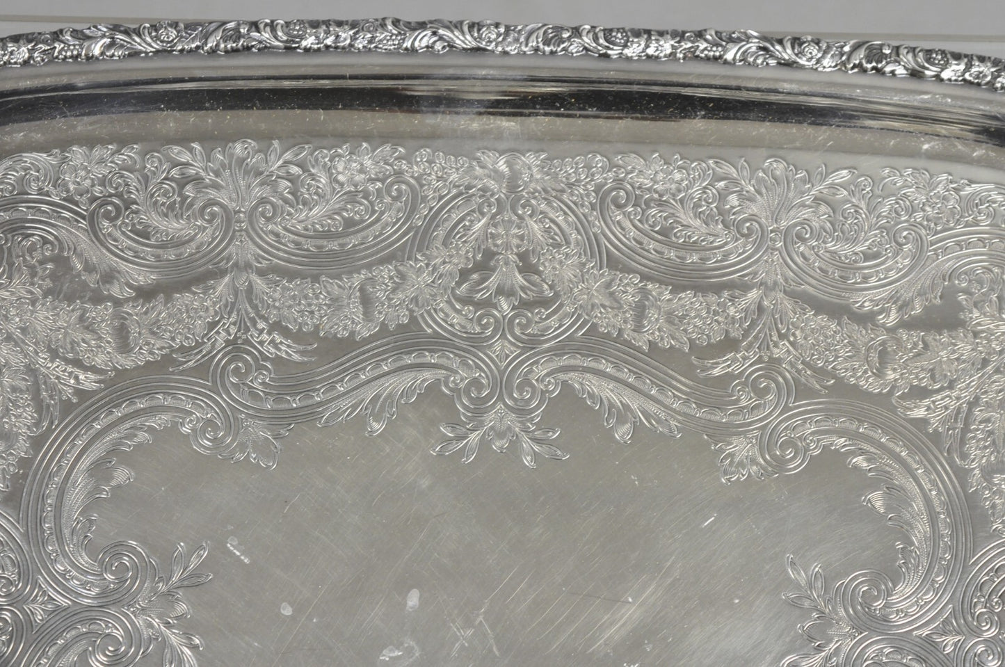 Vintage Victorian International Silver Co Silver Plated Bar Serving Platter Tray
