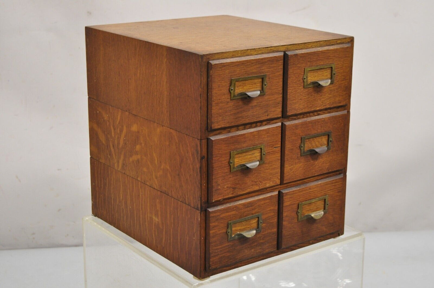 Antique Weis Mission Arts & Crafts Oak Stacking Letter File Cabinet - 3 Stack