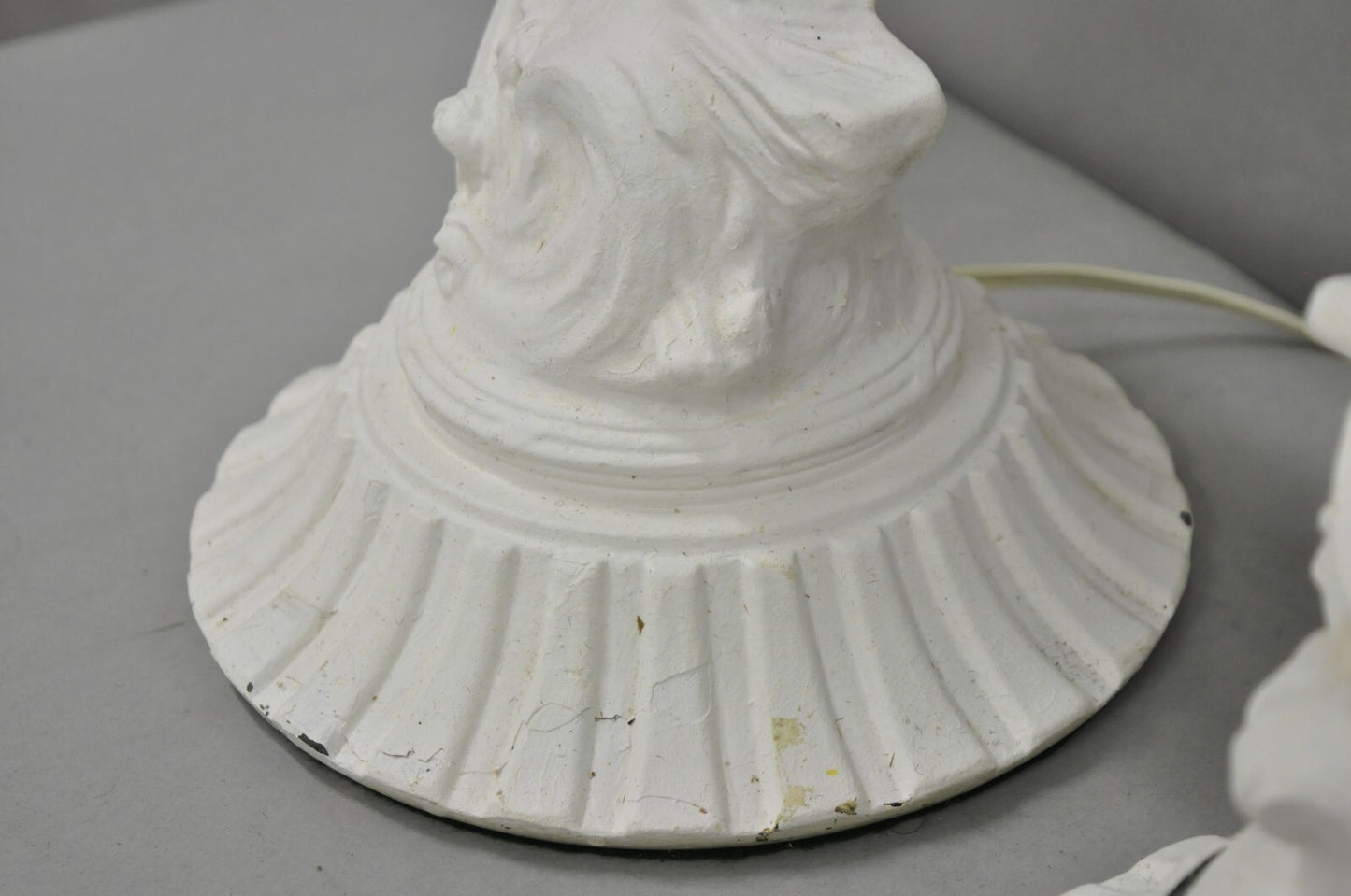 Antique French Renaissance White Painted Metal "Musicians" Table Lamps - a Pair