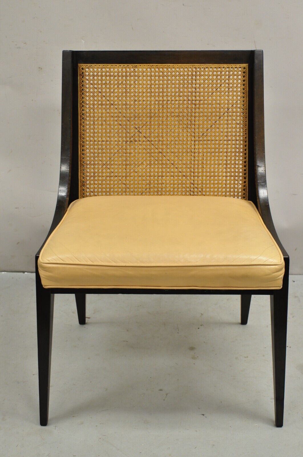 Vintage Harvey Probber Mid Century Modern Ebonized Cane Hiprest Side Chair