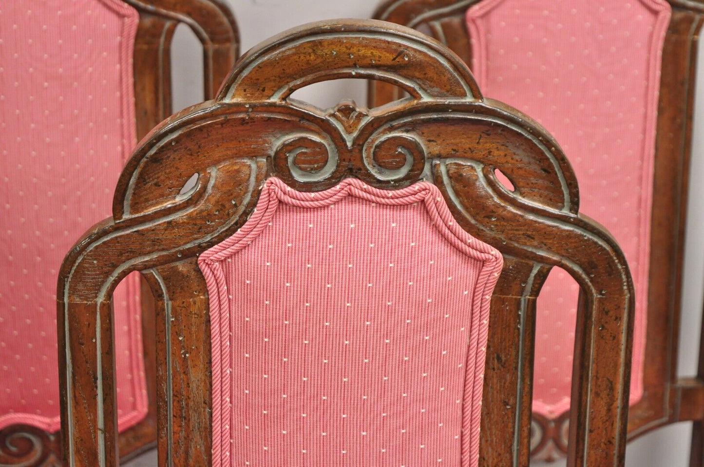 Vintage Italian Hollywood Regency Pretzel Back Walnut Dining Chairs - Set of 6