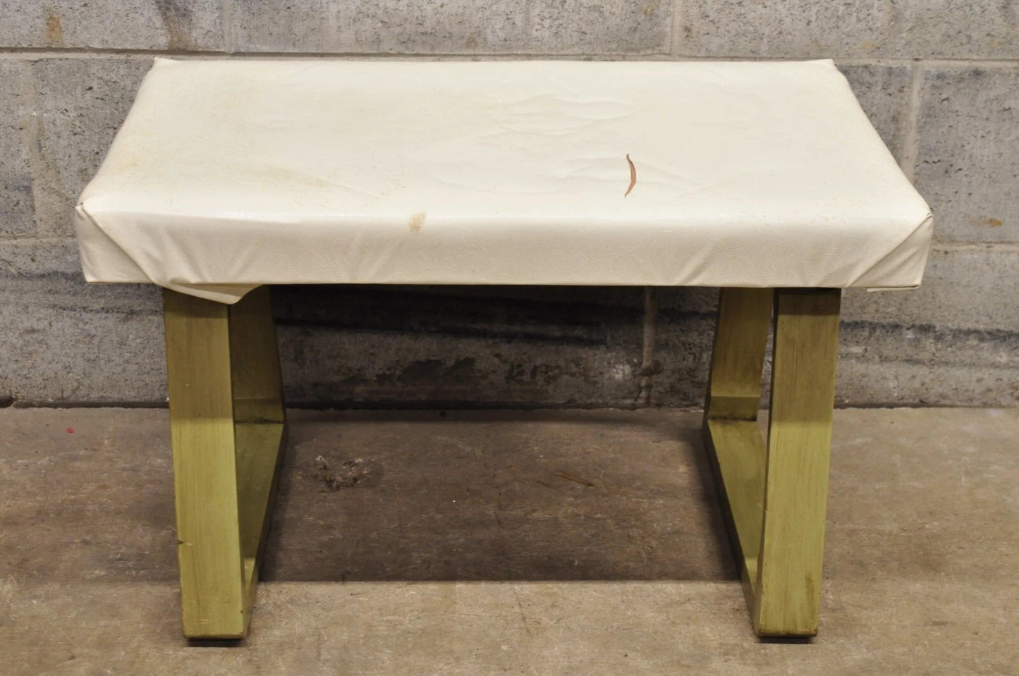 Vintage Mid Century Modern Green Painted Art Deco Vanity Bench Stool Ottoman