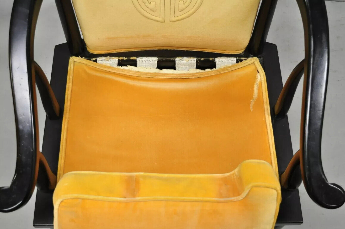 Vintage Century Chinoiserie James Mont Style Asian Horseshoe Ming Lounge Chair