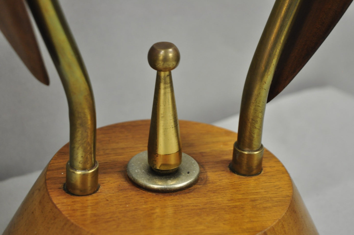 Vintage Mid Century Modern Walnut Tulip Flower Glass Shade Table Lamps - a Pair