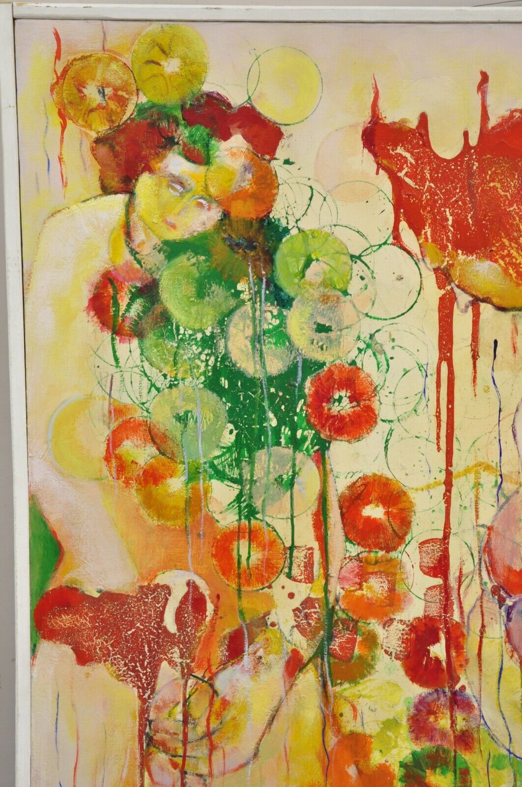 Alfonso Caliendo Abstract "3 Women" Large Oil on Canvas Mid Century Modern Art