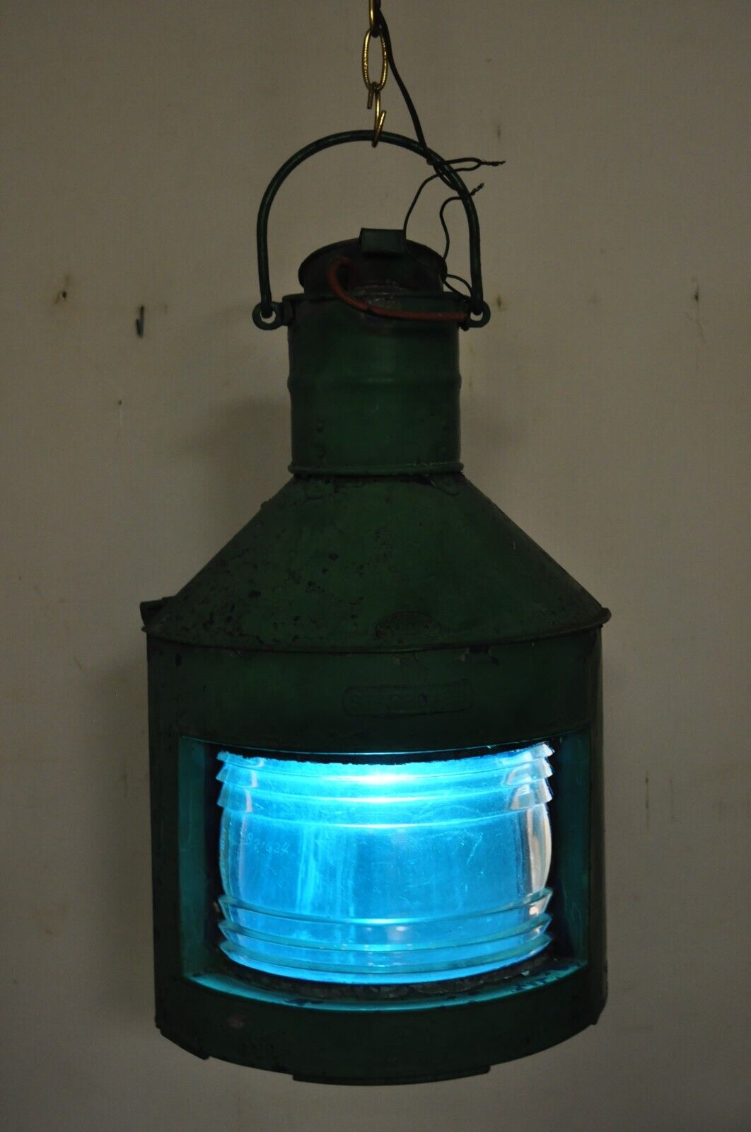 Antique Eli Griffith & Sons Green Marine Masthead Ship Lantern Fixture