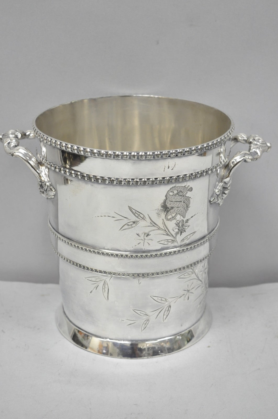 Victorian Henry Hicks Silver Plated S Monogram Champagne Chiller Wine Ice Bucket