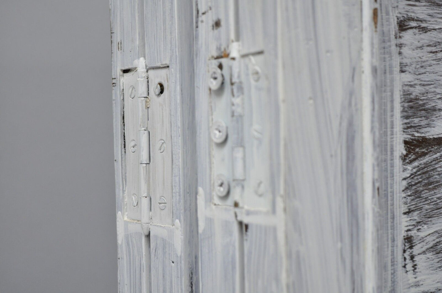 Boho Chic Oriental 4 Panel Screen White Distress Painted Wooden Room Divider