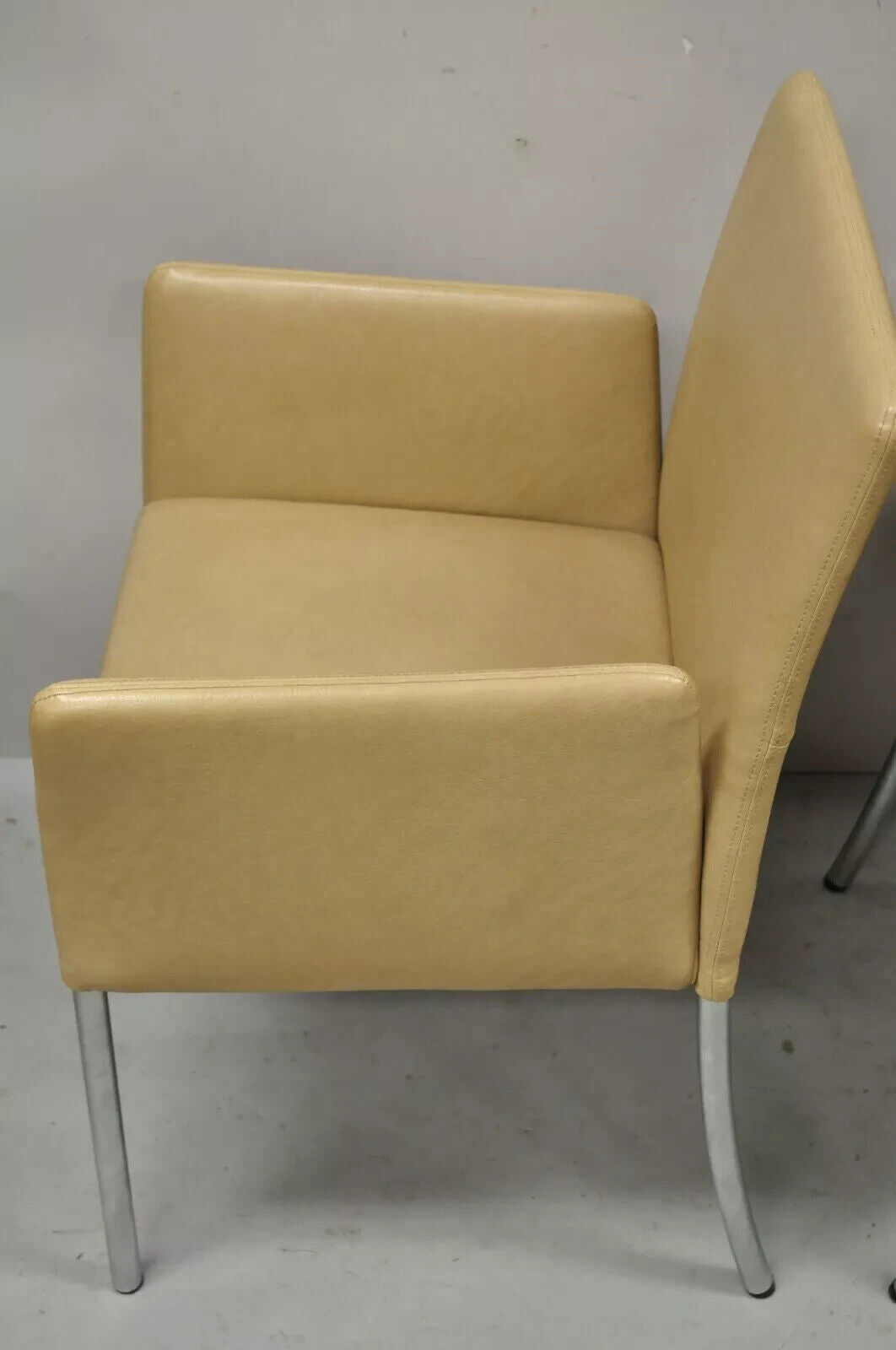 Coalesce Steelcase Beige Leather Model 1510 Switch Guest Arm Chair (A) - a Pair