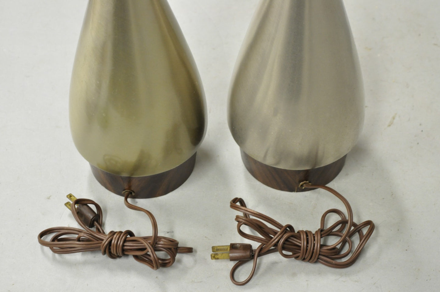 Vintage Mid Century Modern Sculptural Brushed Metal Table Lamps by Laurel - Pair
