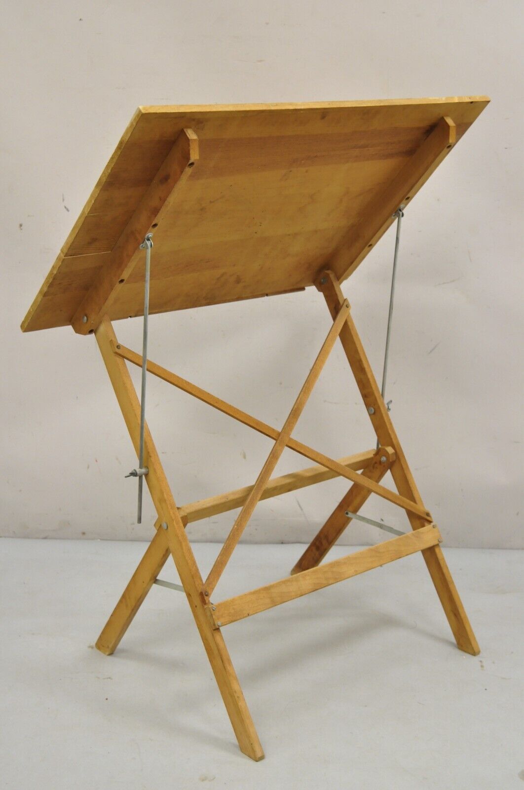 Vintage Anco Bilt Folding Solid Wood Industrial Drafting Table Writing Desk