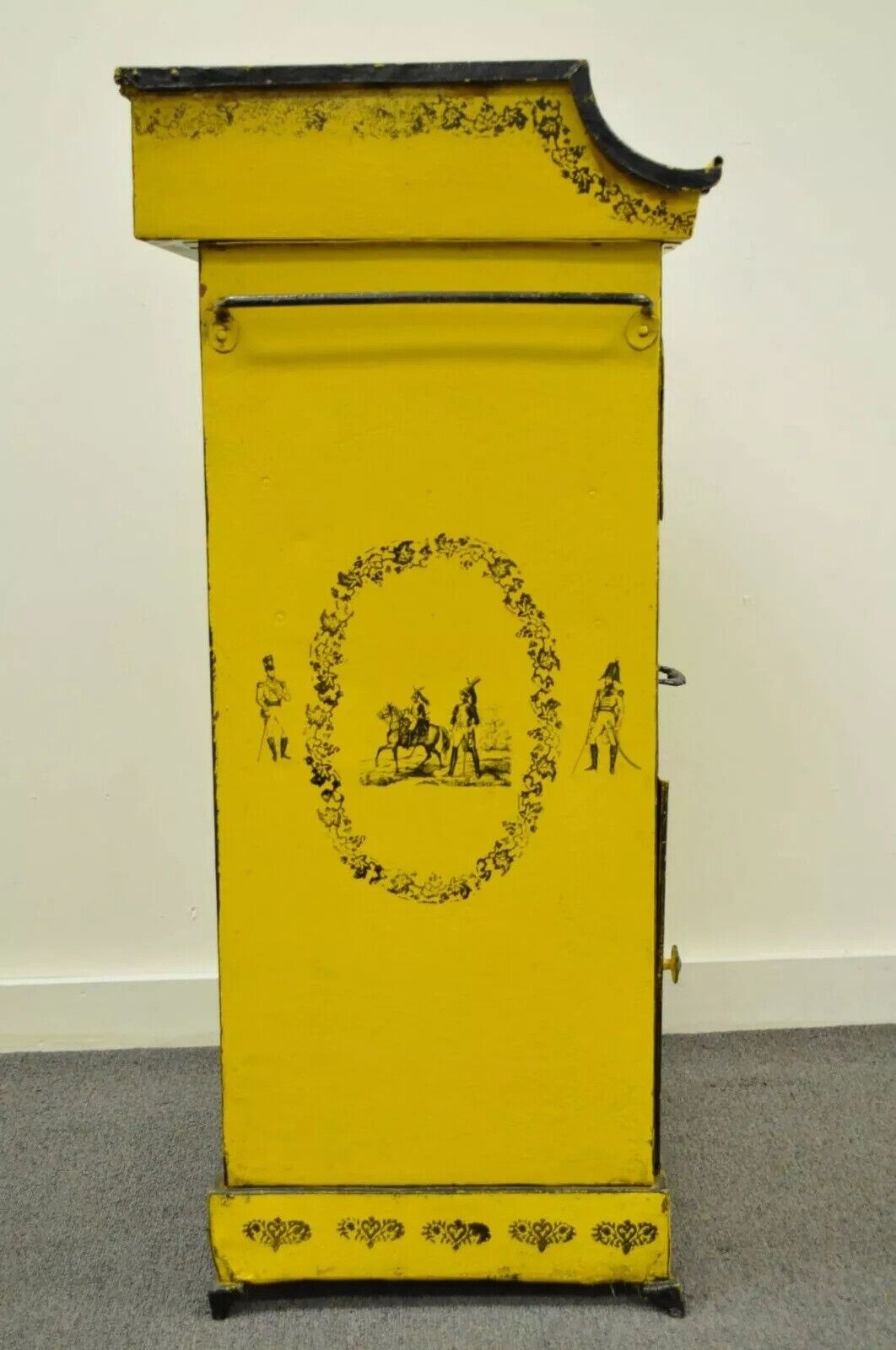 Antique 19th C. Italian Regency Tole Metal Flip Top Yellow Vanity Sink Drysink