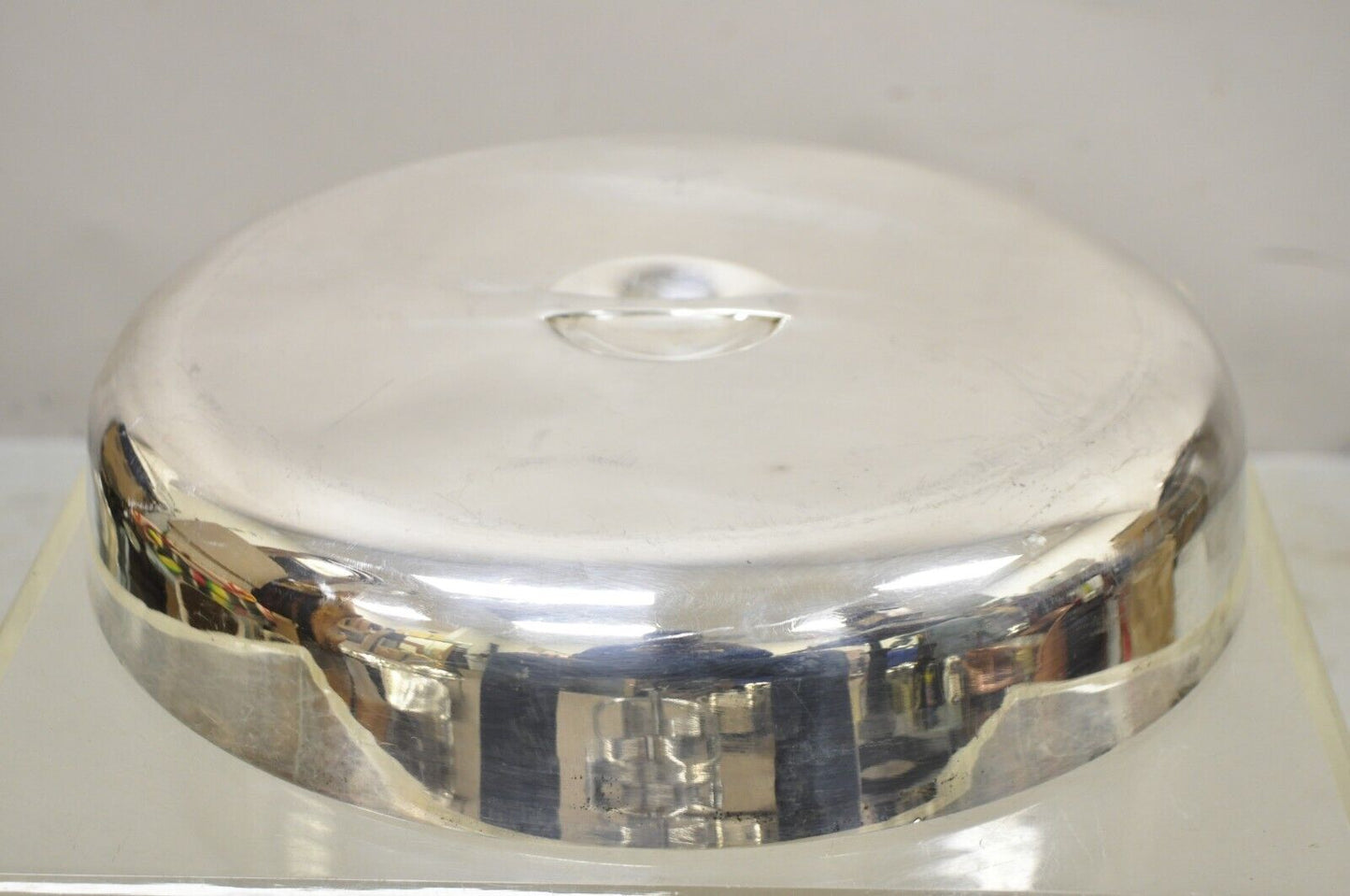 Large Vintage 15" Round Modern Stainless Steel Food Dish Serving Dome Cover