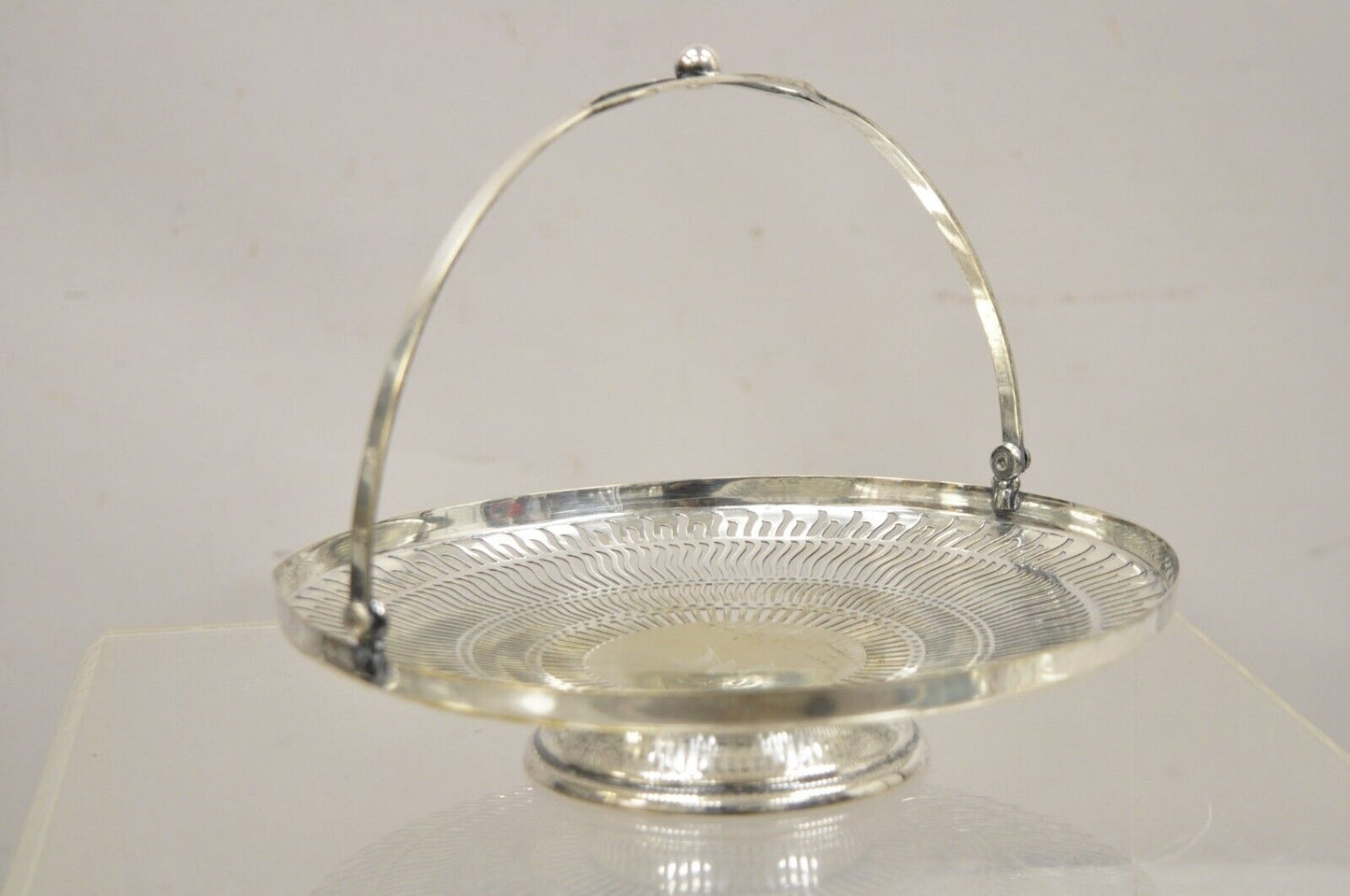 Apollo Sheffield USA Silver Plated Nickel Silver Reticulated Basket w Handle