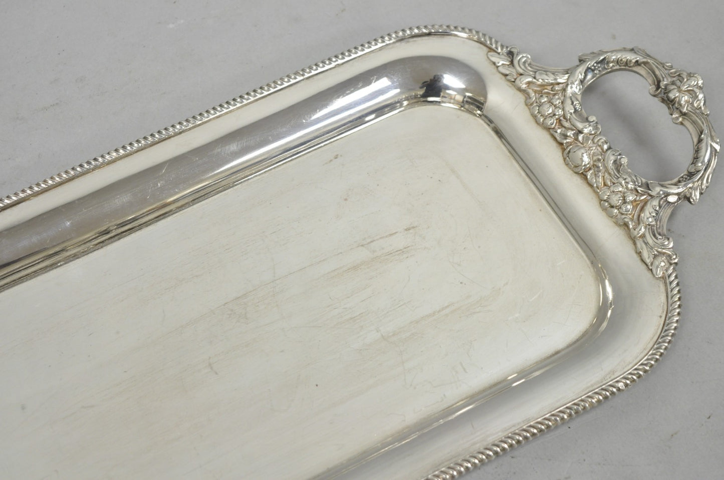 Vintage Barker Ellis English Regency Narrow Silver Plated Serving Dish Bar Tray