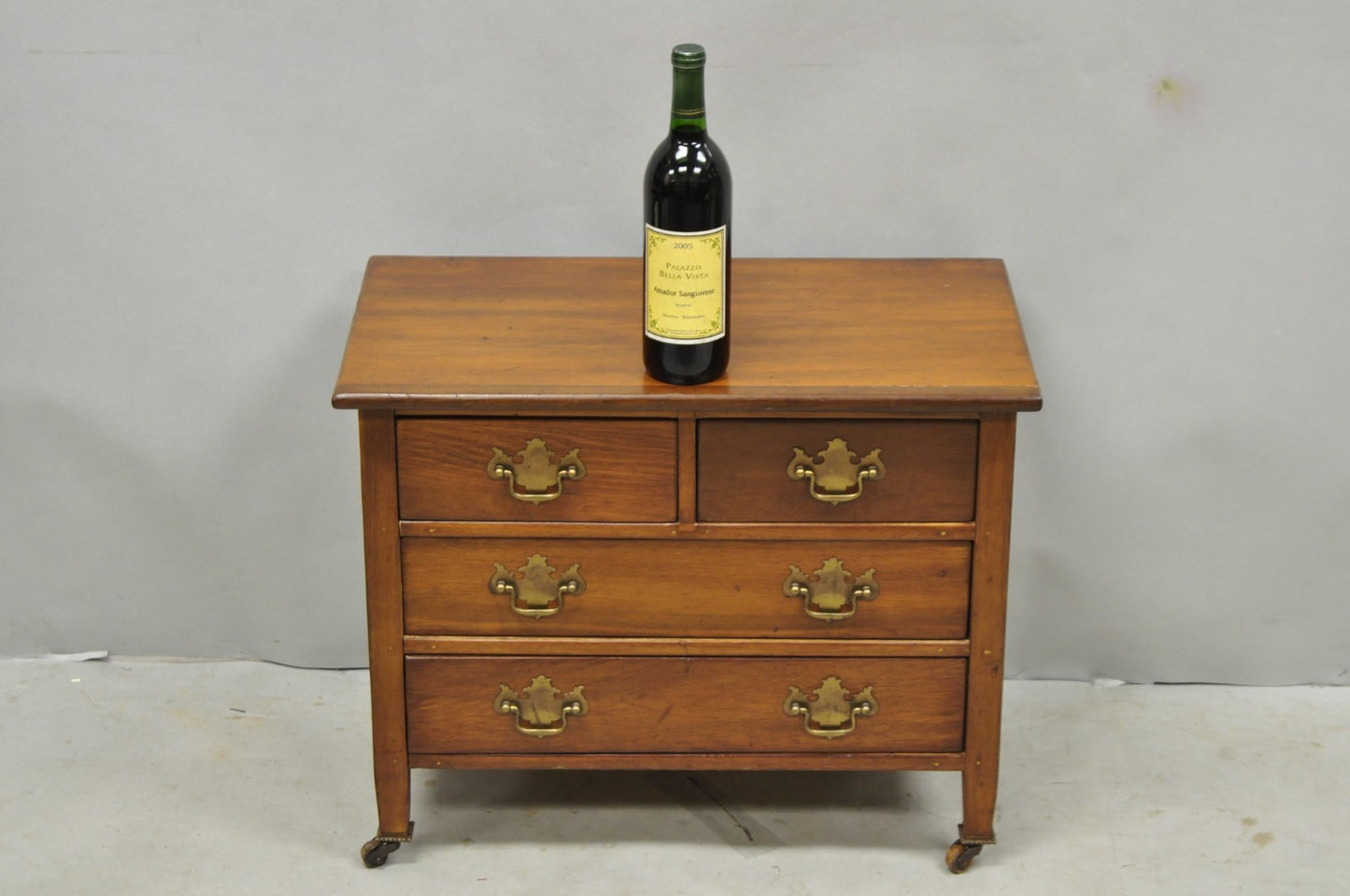 Antique Walnut Miniature Salesman Sample Small Chippendale Chest of Drawers