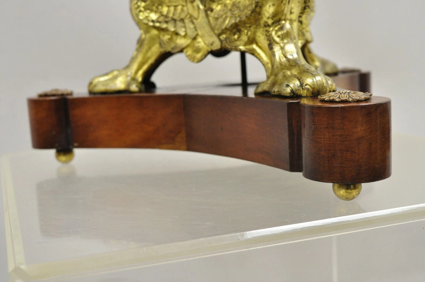 Antique French Empire Bronze Figural Swans Paw Foot Pedestal Base Low Side Table