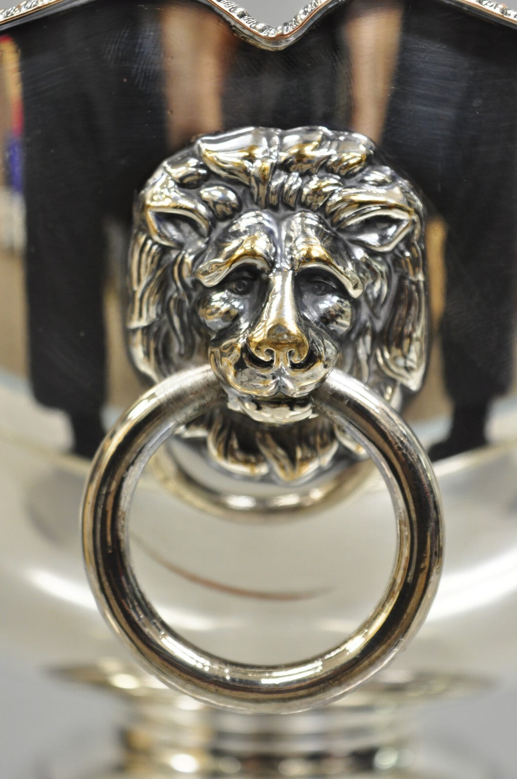 English Regency Silver Plated Lion Handle Small Punch Bowl Champagne Ice Bucket