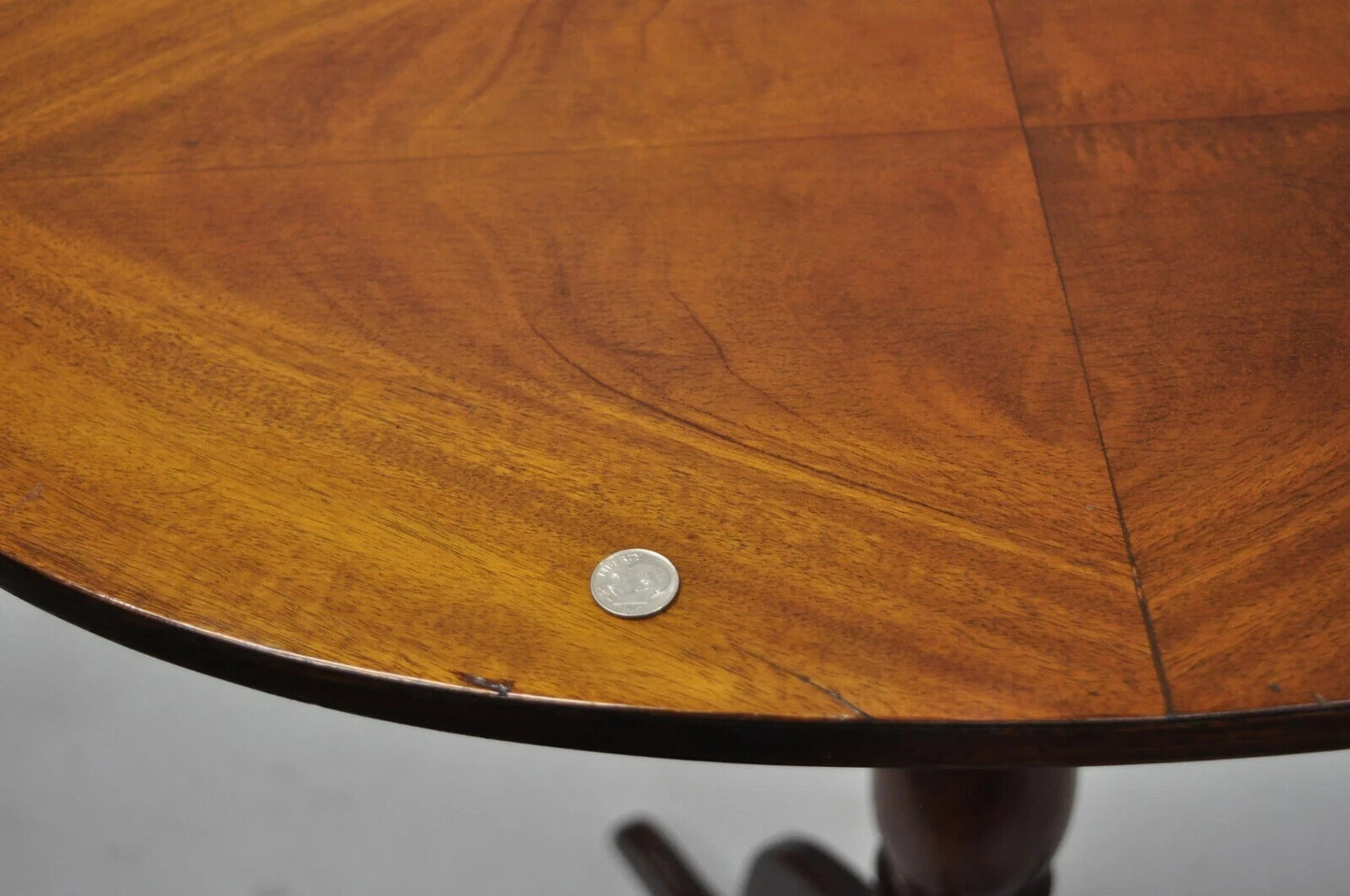 Antique Queen Anne Federal Style Mahogany Oval Tilt Top Side Tea Table