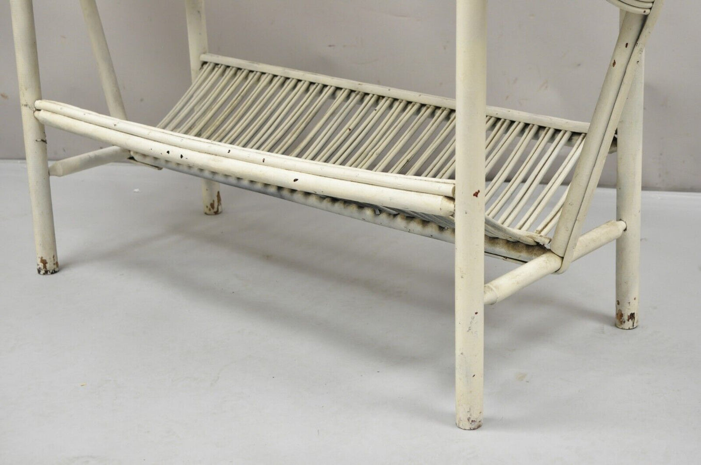 Antique Victorian Bentwood Sculptural Wicker Rattan Sunroom Console Hall Table