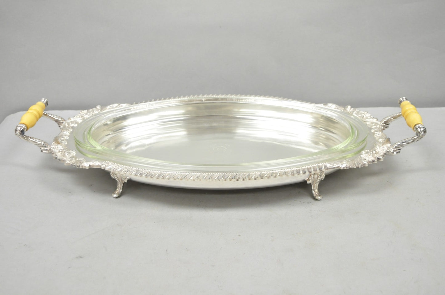 Antique Crown Silver Victorian Silver Plated Large Footed Serving Dish Platter