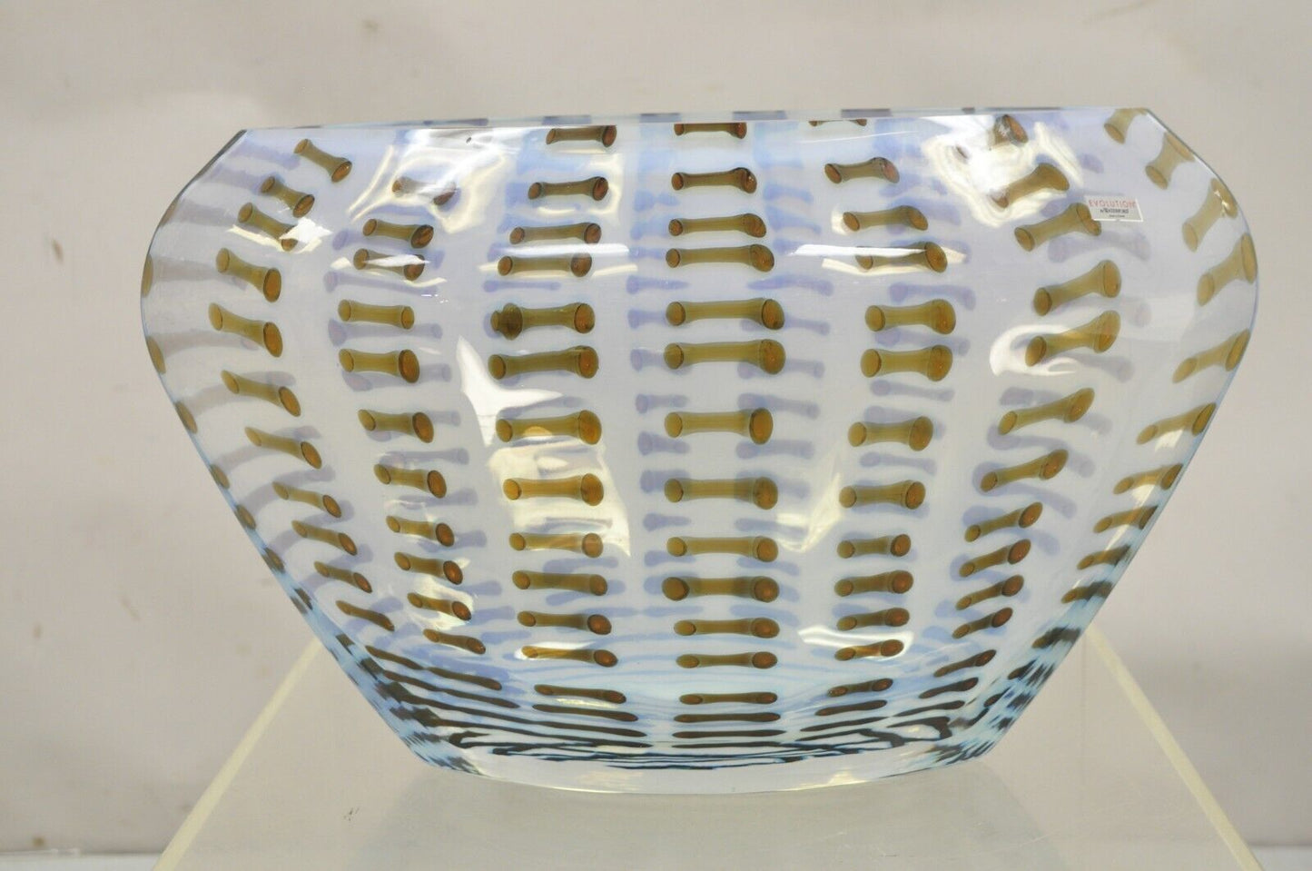 Evolution by Waterford Opal & Amber 18" Crystal Glass Centerpiece Bowl in Box