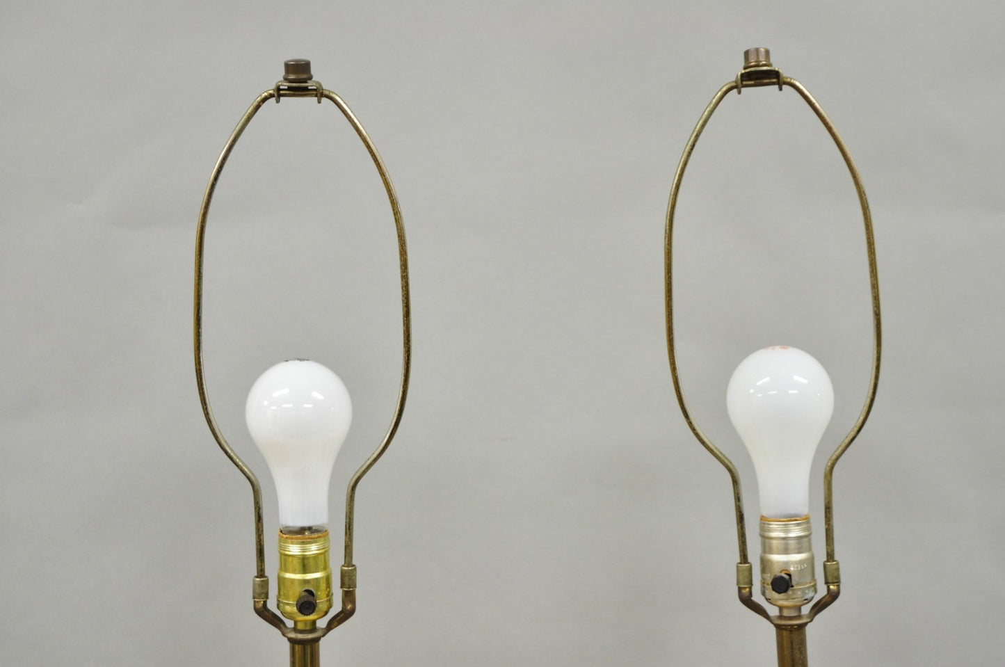 Vintage Mid Century Modern Orange Drip Glazed Ceramic Table Lamps - a Pair