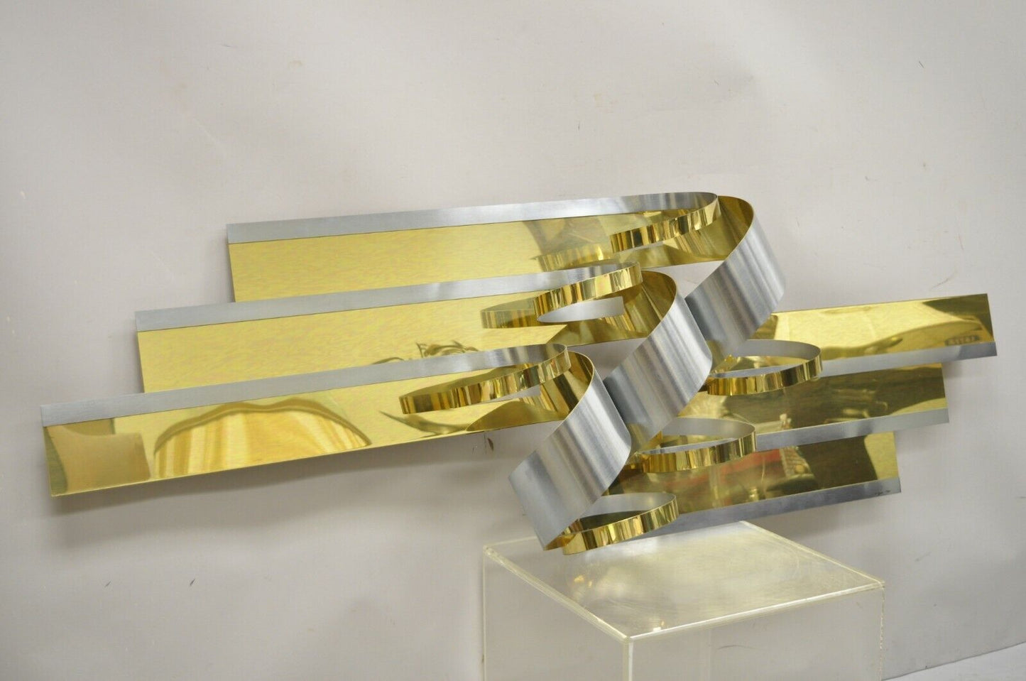 Vintage Curtis Jere 1989 Brass Ribbons 100682 Large Wall Art Sculpture