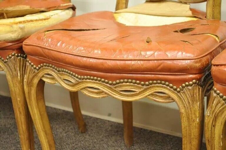French Provincial Rococo Pretzel Back Hollywood Regency Dining Chairs - Set of 6
