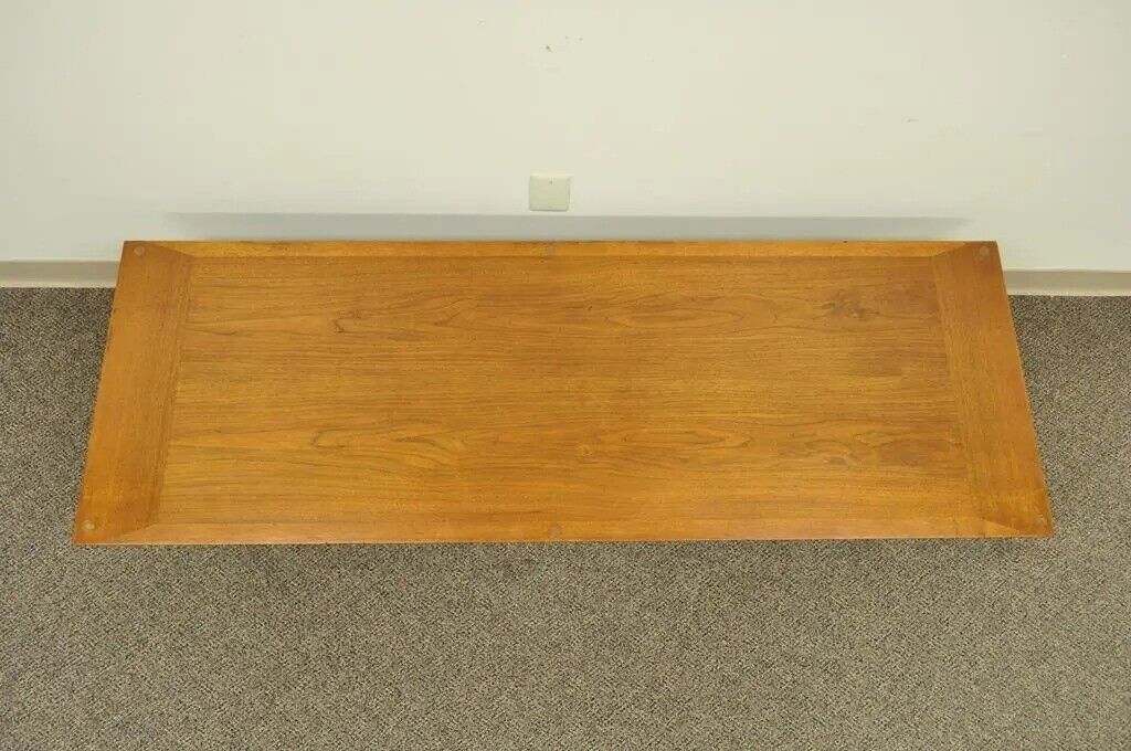 Vintage Mid Century Danish Modern Walnut 60" Long Sleek Coffee Table