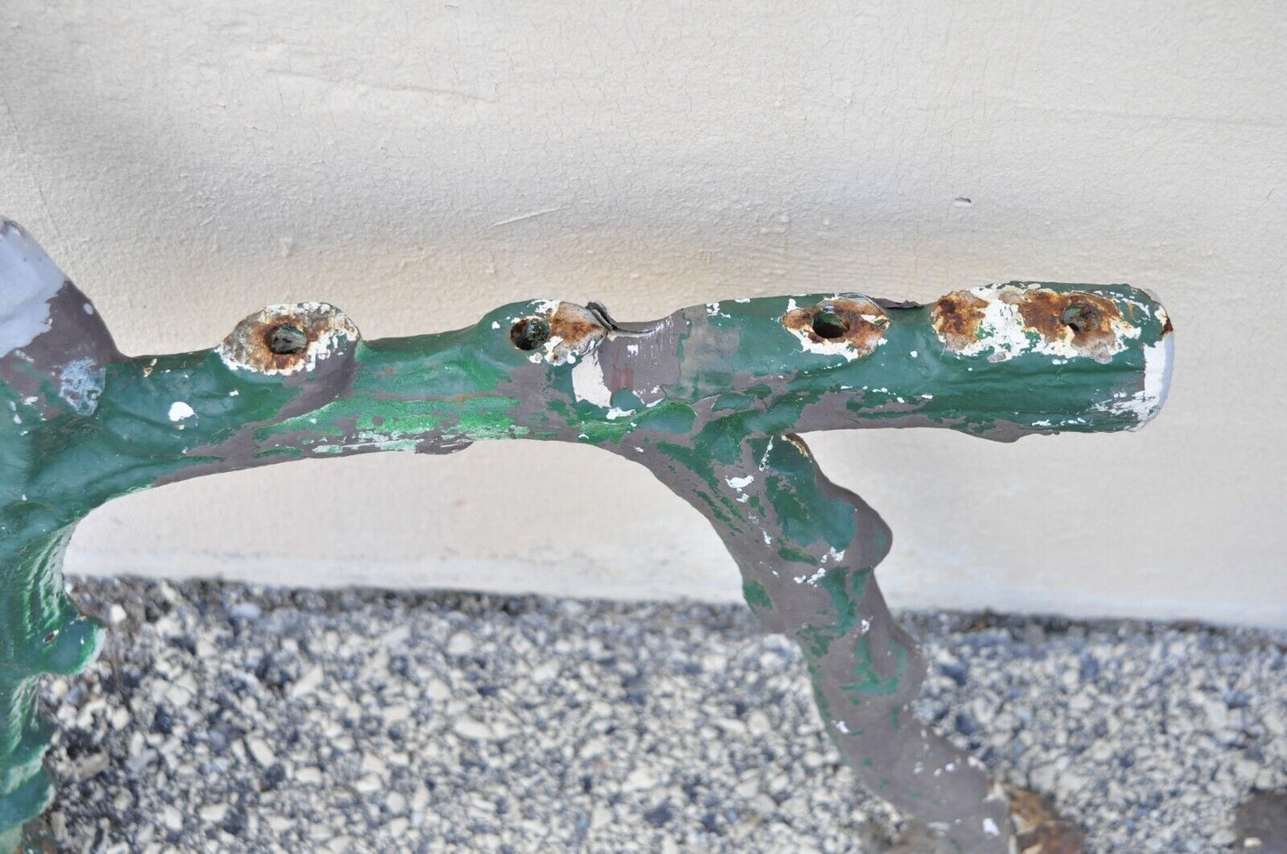 Antique Cast Iron Victorian Faux Bois Green Branch Twig Garden Bench Legs - Pair