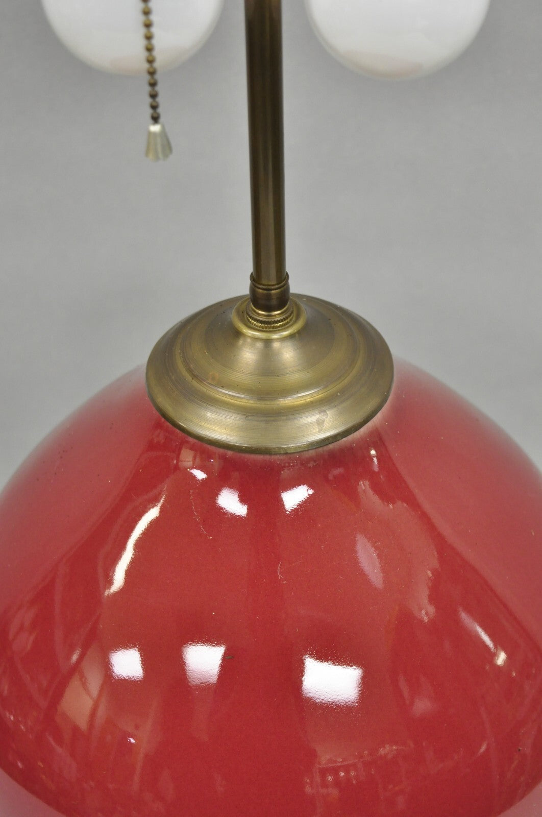 Antique Chinese Oxblood Red Glazed Porcelain Bulbous Jardinierie Table Lamp