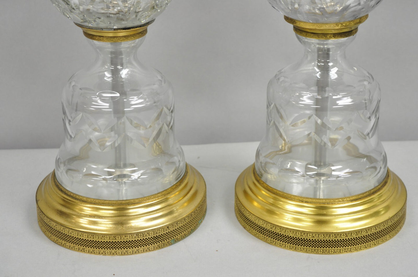 Vintage French Neoclassical Style Glass Urn Table Lamps Attr. Marbro - a Pair