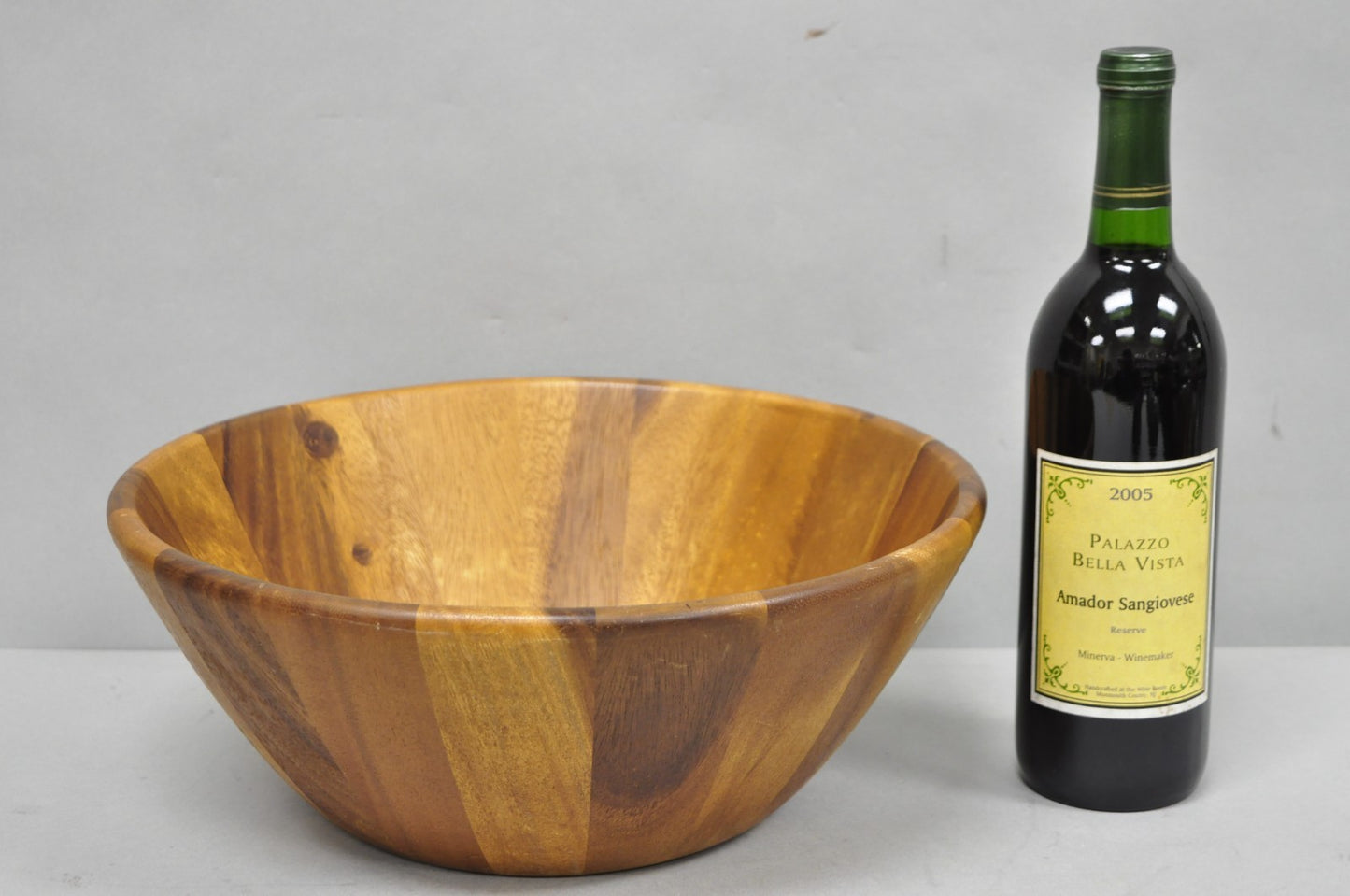 Vintage Bill.F BF Mid Century Modern Acacia Wood Salad Fruit Bowl