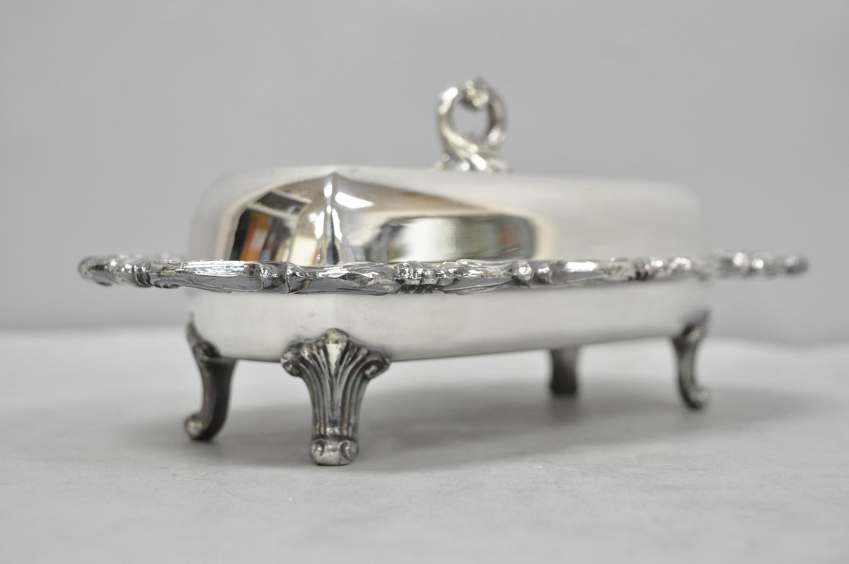 Vintage FB Rogers 1959 Victorian Silver Plated Footed Covered Butter Dish