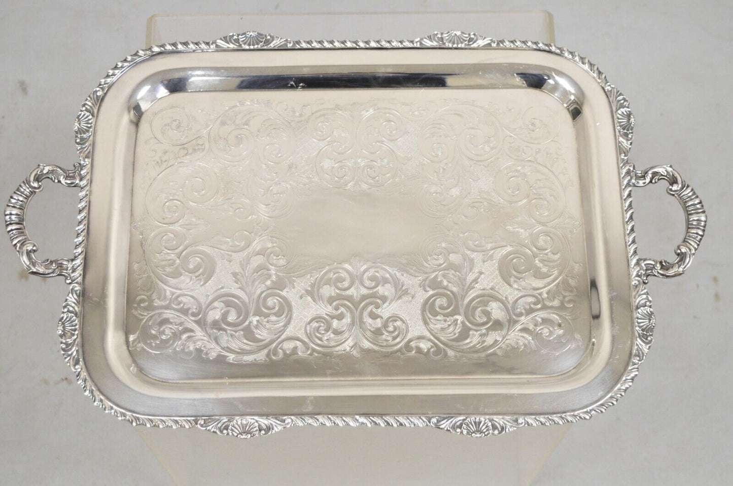 Vintage Marlboro Victorian Style Silver Plated Butlers Serving Platter Tray