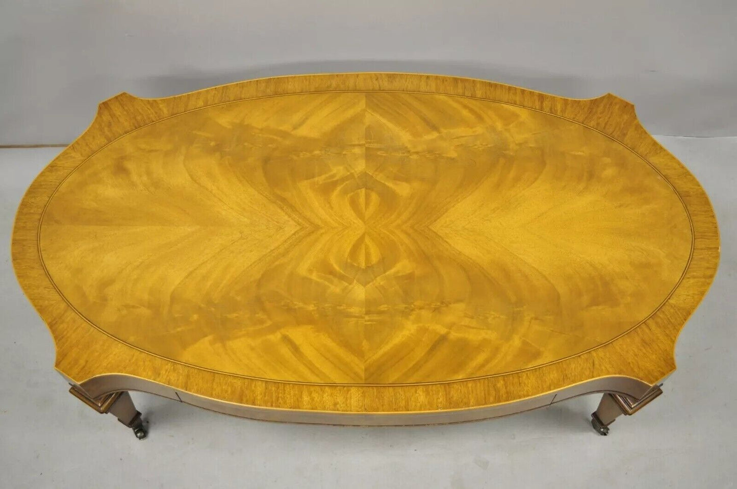 Heirloom Weiman Regency Style Flamed Mahogany One Drawer Coffee Table on Casters