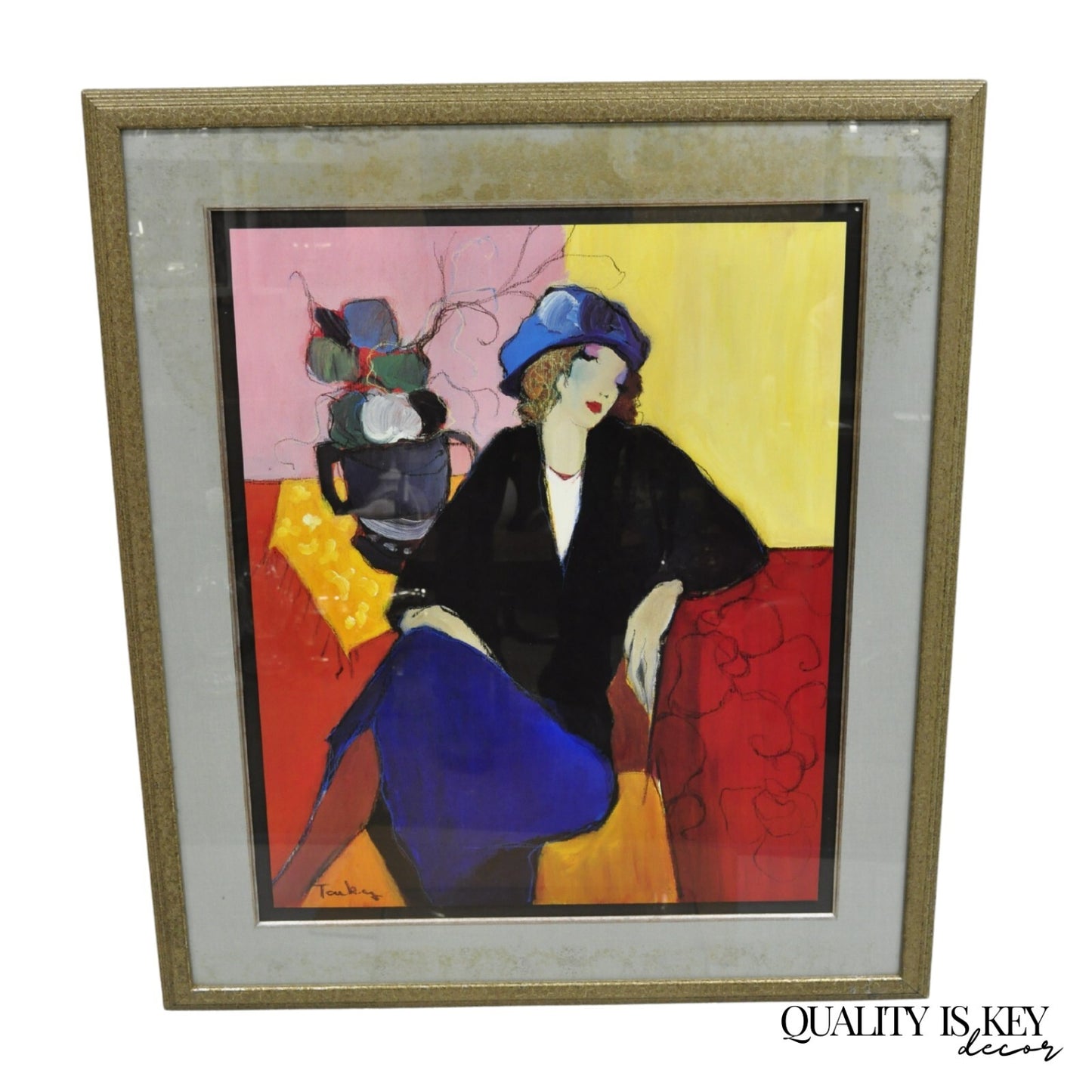 Vintage Itzchak Tarkay Givon Print "Suzanne" Framed Serigraph Print Poster
